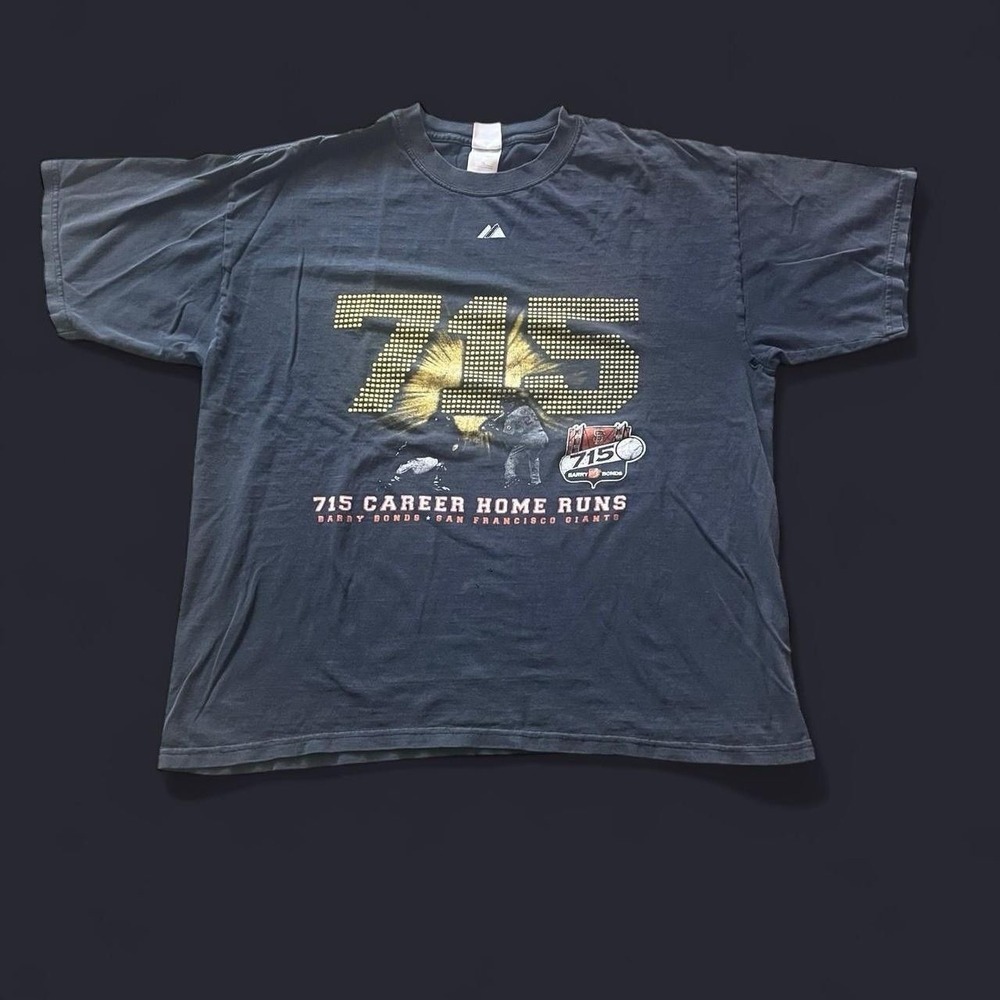 2005 Barry Bonds 715 Career Home Run T-Shirt Men's Size XL Y2K Goth Skate MLB